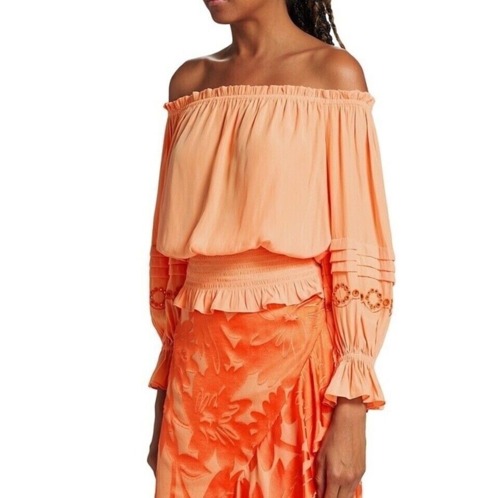 NWT Ramy Brook‎ Clara Top in Peach Sz Small  Blouse $395 - Picture 4 of 10